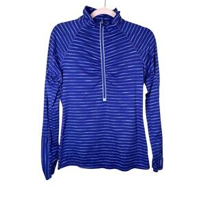 Athleta Elite Half Zip Pullover Women's m medium Purple Striped‎ Top 964325-00-2
